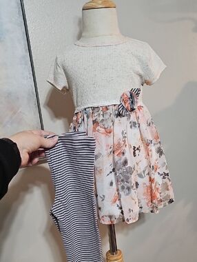 3 for $20 🌸 Bonnie Jean Floral Dress & Striped Leggings Set 3T